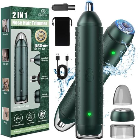 Tondeuse Nez, 2 en 1 Rasoir Poil et Tondeuse Barbe Homme - Rasoir USB Rechargeable pour Nez, Visage, Barbe, Indolore Pour Homme Et Femme (1/5)