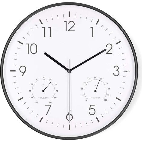 Orologio da parete silenzioso, 300 mm, termometro e igrometro