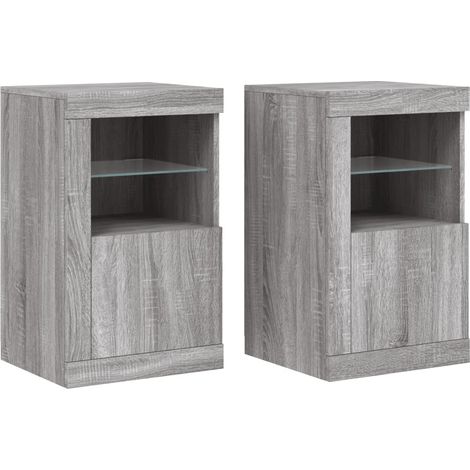 Maison Exclusive - Mesitas de noche luces LED 2 uds madera ingeni