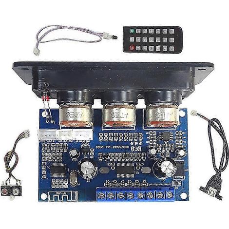 Carte d'amplification numérique 2.1 canaux 2 x 25 W + 50 W pour subwoofer BT5.0, alimentation DC 12-20 V, entrée auxiliaire, câble USB et télécommande inclus. (1/5)