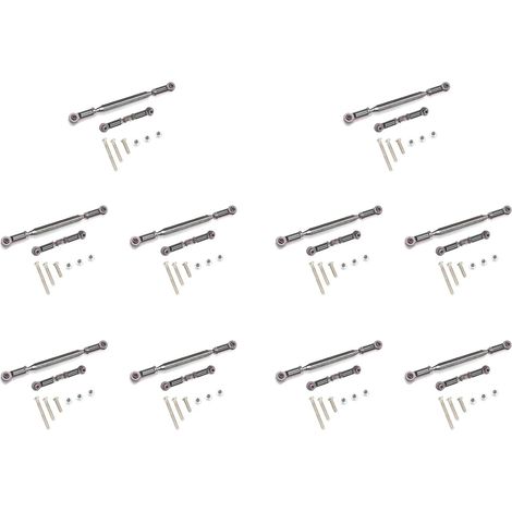 10X Lien Direction en MéTal Servo Link Crochet Biellette pour MN D90 D99 MN-90-45 1/12 Rail de Voiture TéLéCommandé, Gris (1/3)