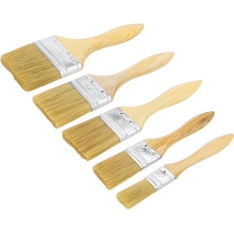 Lot de 5 Pinceaux de Peinture en Bois Set Multi-Tailles 19/30/42/53/65 mm Pinceaux Mur, Meuble, Vernis, Lasure Outils de Peinture pour Bricolage et Rénovation (1/5)