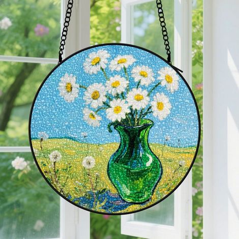 25cm Suspension décorative vitrale pour fenêtre, motif floral, décoration de terrasse, cadeau pour amateurs de fleurs et de jardinage (1/5)