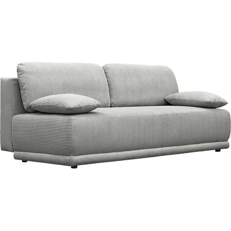 sweeek - 3-Sitzer Schlafsofa mit Cordbezug und Stauraum, Cord, Hellgrau