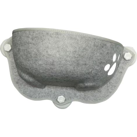 Hangmat Pour Chat - Fixation Par Ventouses - Forme En Cercle - Pour Fenêtre - 56 x 25 x 8 cm - Gris (1/5)