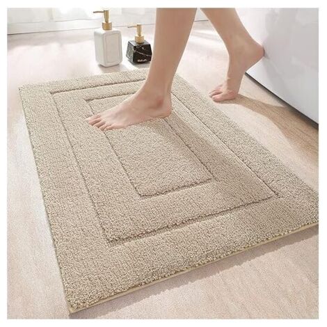 Tappetino da bagno antiscivolo - Morbido - 50 x 80 cm - Beige - Microfibra - Assorbente - Lavabile in lavatrice - Extra spesso