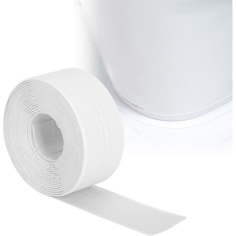 Bande adhésive blanche de 38 mm, résistante à la moisissure et imperméable, pour l'étanchéité des murs de salle de bain et cuisine. (1/5)