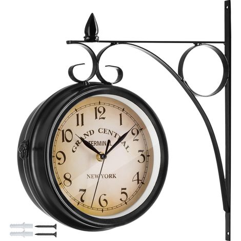 Horloge murale vintage avec cadre en fer forgé, cadran à chiffres romains pour une décoration intérieure rétro (1/5)