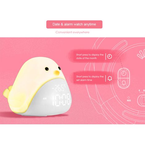 Réveil veilleuse oiseau mignon en silicone, lampe de chevet LED USB, cadeau pour bébé et enfant (1/5)