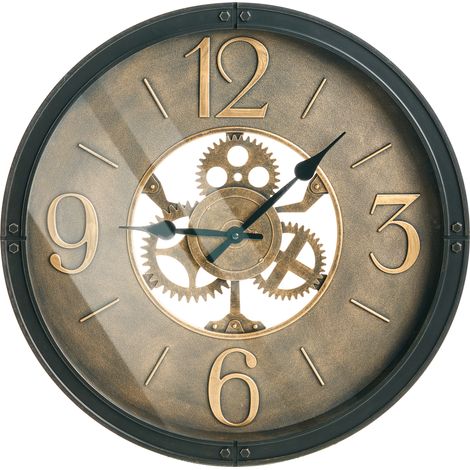 Reloj de pared clásico marco sintético 50 cm forma redonda accesorios para el hogar negro y marrón Albacete
