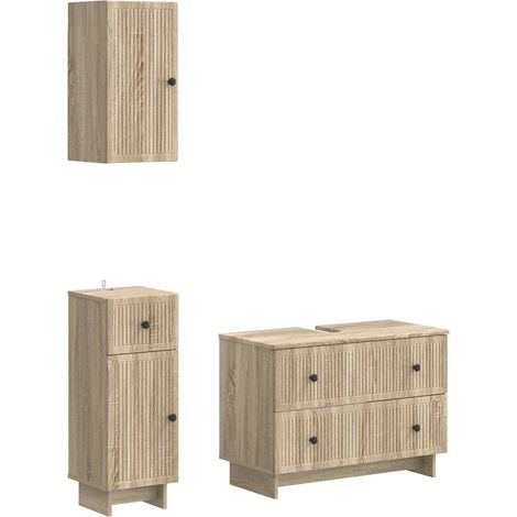 Maison Exclusive - Set di armadietti da bagno in 3 pezzi EDE Rovere Sonoma (1/5)
