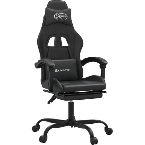Maison Exclusive - Sedia da Gaming con Poggiapiedi Nero in Similpelle