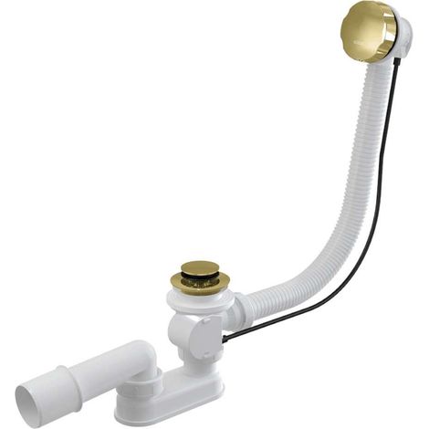 Alca - Sistema di scarico e troppopieno per vasca da bagno, lunghezza 570 mm, color oro lucido A55K-G-P (1/2)