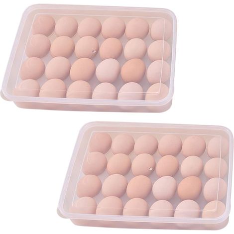 Plateau À Œufs Réfrigérateur - Boîte De Rangement Empilable Avec Couvercle - 24 Logements Pour Œufs - PP Alimentaire - 31,5 X 23,5 X 4,5 Cm - 2 Pièces (1/5)