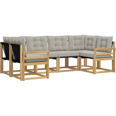 Outdoor Sofa Set with Cushion 6 pcs White and Light Grey vidaXL