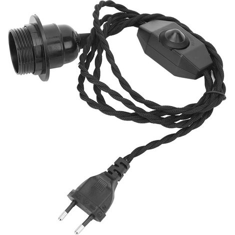 Douille E27 avec Câble 1,8m et Interrupteur Variateur, Support de Lampe en Plastique Durable avec Prise VDE, Installation Facile (1/4)