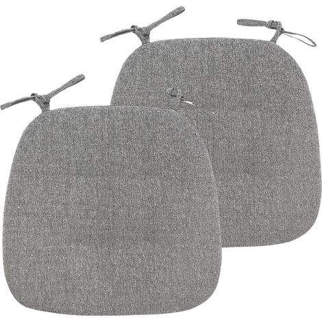 Lot de 2 galettes chaise trapèze gris 43x41x35 cm, cuisine/bureau, attaches (1/4)