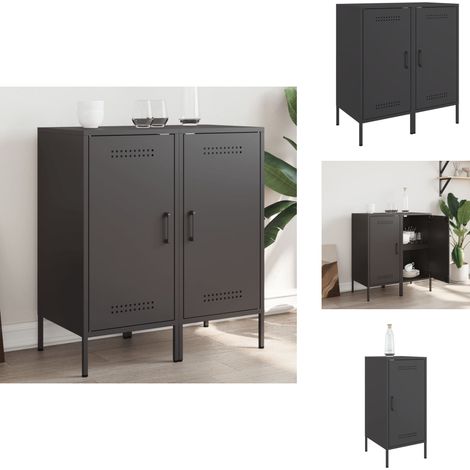 Buffets 2 pcs noir 36x39x79 cm acier - Buffet Industriel - Meuble De Rangement - Armoire Métallique - Meuble Design - Étagère Ouverte (1/5)