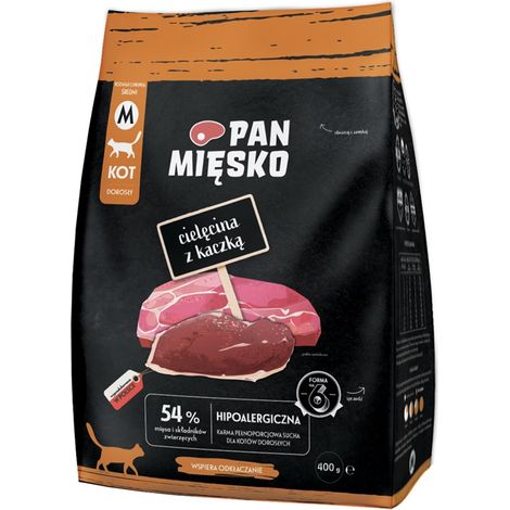 Croquettes croustillantes pour chat Pan Mięsko au veau et au canard, format M, 400 g