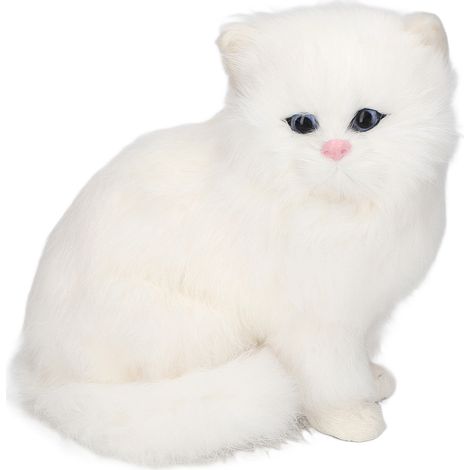 Figurine de chat réaliste en fourrure synthétique, mini chaton décoratif, réplique d'animal en peluche. (1/5)