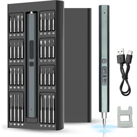 Tournevis de Precision Electrique Sans Fil,66 en 1, Avec LED, Mini Kit Tournevis Electronique Pour jouets, montres (1/4)