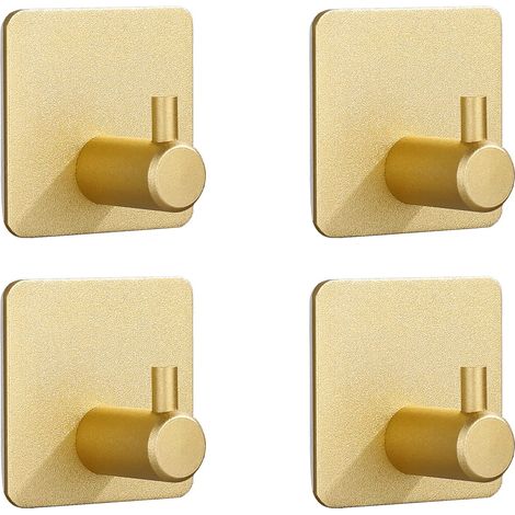 4er-Pack starke selbstklebende Haken für Mäntel, Tür, Badezimmer, Wand, Küche – Saugnapf (Gold) (1/5)