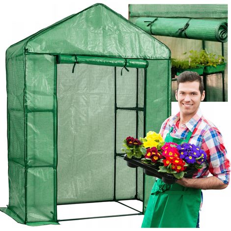 TG71367 MINI-BALKON-GARTENGEWÄCHSHAUS-GARTEN-FOLIE-TUNNEL 1,4x2 REGALE (1/5)