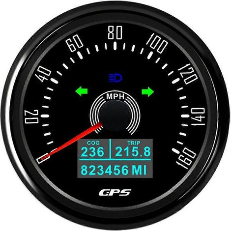 Compteur de vitesse GPS 85 mm avec antenne GPS, rétroéclairage LED 7 couleurs, odomètre numérique pour voiture, bateau et applications marines 12 V/24 V, plage de vitesse 0-160 mph, B (1/5)