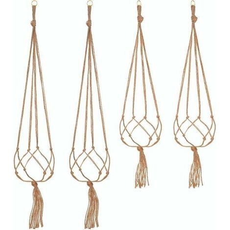 Ulisem Lot de 4 Suspension Corde Plante Macramé Porte Pot Suspendu Plante Cintre Intérieur Extérieur Décoration du Jardin avec - 2 pièces 105 cm et 2 pièces 90 cm, 4 pieds (1/5)