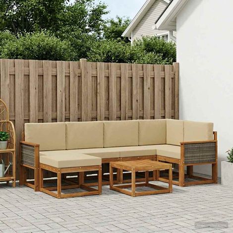 vidaXL Outdoor-Sofagarnitur 7 pcs Natur und Beige Massivholz Akazie (1/5)