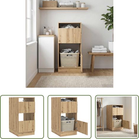 Meuble de salle de bain - Armoire à Laver avec stockage Chêne artisanal 50 x 68 x 102 cm (1/5)
