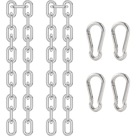 Chaîne de Chaise Suspendue 2 Pièces Chaîne D\'extension en Acier Inoxydable Chaine pour Fauteuil Suspendu avec 4Pcs Mousqueton à Ressort pour Intérieur et Extérieur Fixation de Suspension (1/5)