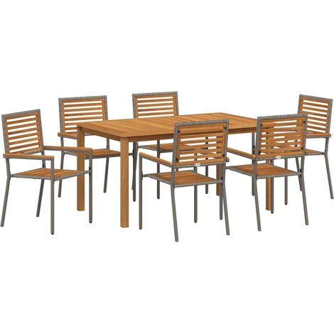 Maison Exclusive - Garten Essgruppe 7 Stk. Grau Massivholz Akazie (1/5)