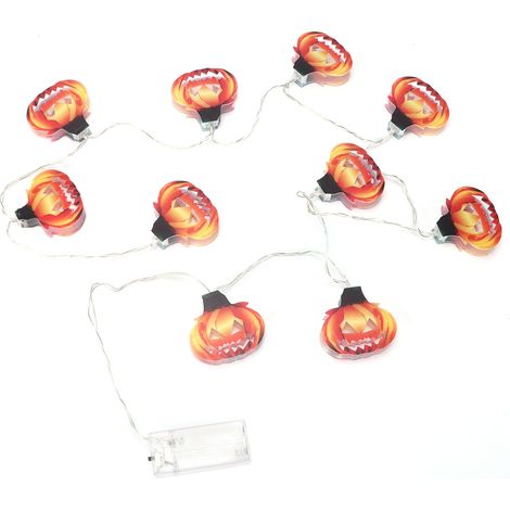 Guirlande lumineuse citrouille à 10 LED, lampes décoratives d'Halloween à piles, accessoires