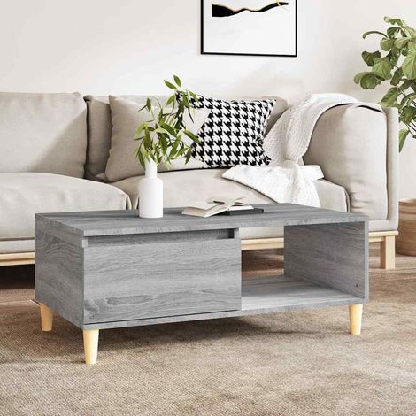 vidaXL Mesa de centro madera contrachapada gris Sonoma 90x50x36,5 cm (1/5)