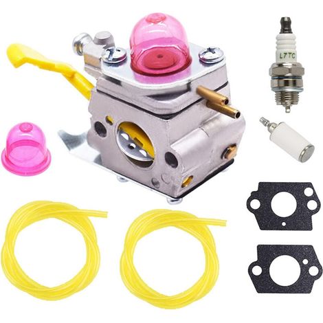 Carburatore C1U-W18 con tubo del carburante e filtro del carburante di ricambio per tosaerba Craftsman e Poulan Weedeater MX550, MX557, P1500, P2500, P3500, TE475, TE475Y, XT260 e XT700 (1/4)