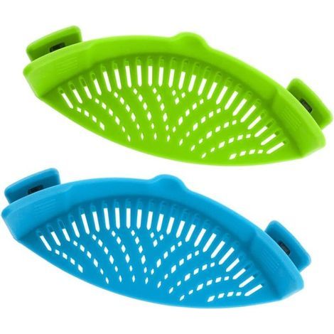 Juego de 2 coladores con pinza, resistentes al calor y equipados con un pico vertedor, para pasta y verduras. (1/5)