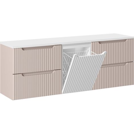 Mueble bajo lavabo 160cm cesto lavandería Riva Cachemira y Madera (1/4)