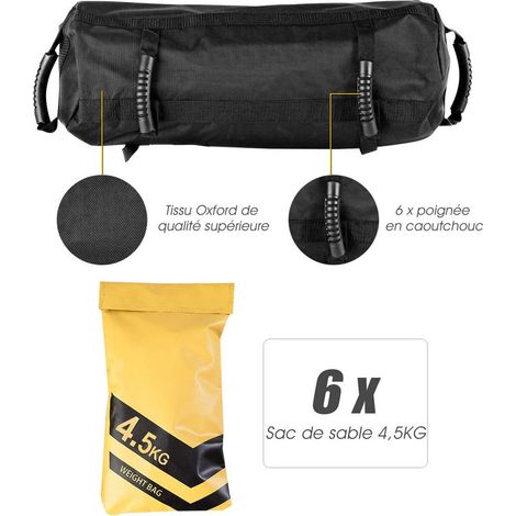Débutants et confirmés, sac d'entraînement à poignées caoutchouc, charge réglable avec 6 sacs de lest (1/5)