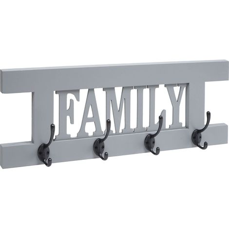 [NON UTILIZZATO] Appendiabiti guardaroba shabby vintage HHG-987 Family 60x21cm grigio blu