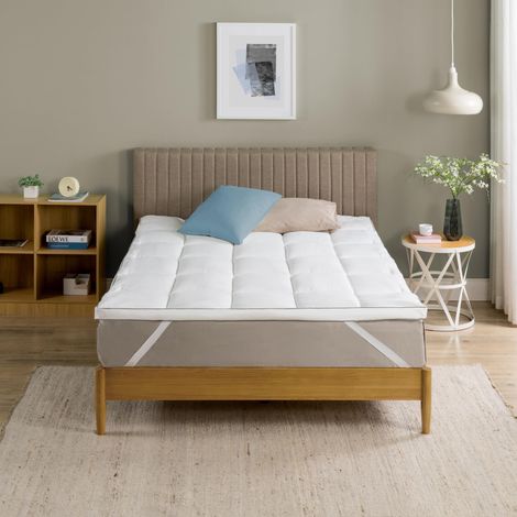Zinus Topper Matrimoniale 160x190 cm, 5 cm Coprimaterasso Trapuntato in Bambù, Rivestimento Morbido, Traspirante, Ipoallergenico, Housse Lavabile in Lavatrice (1/5)