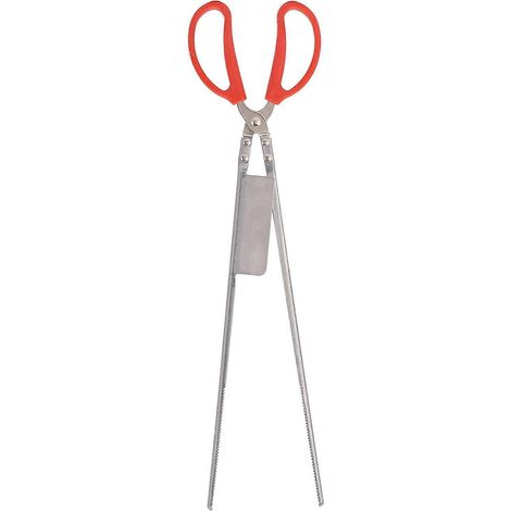 Pince à crabes 2024, poignées en acier inoxydable et plastique, longueur 51 cm, embout fendu, épaisse et résistante à la chaleur, type ciseaux, pour la pêche, à ouverture droite. (1/5)