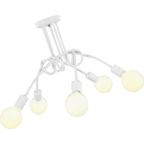 Lustre décoratif en fer forgé, style industriel vintage, 5 têtes, 3 couleurs, 110 V. Idéal pour bureau, salon ou chambre. (1/3)