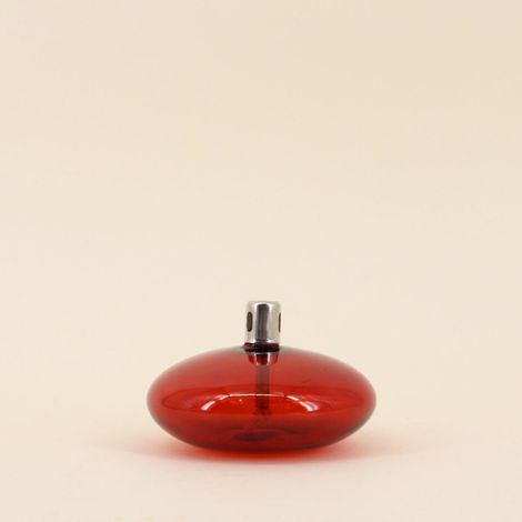 Lampe à huile ronde en verre soufflé bordeaux 10cm (1/5)