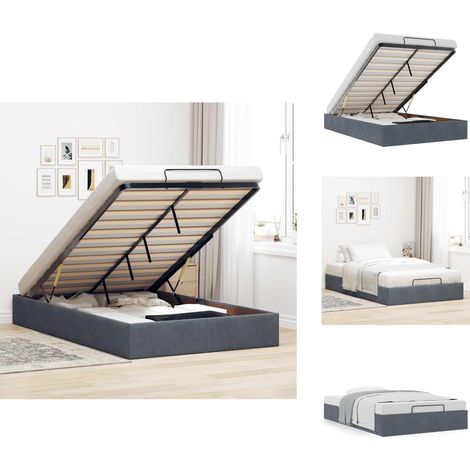 Cadre de lit ottoman sans matelas gris foncé 120x200 cm velours - Lit Ottoman - Lits Ottoman - Cadre De Lit - Cadre De Lit Avec Rangement (1/5)