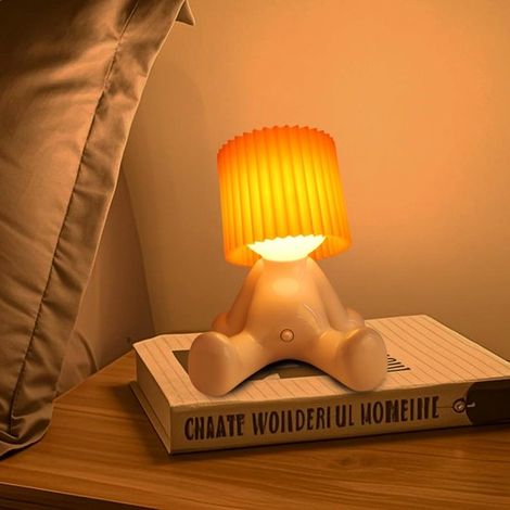 Longziming - Lampe de table LED au design créatif - Lampe de chevet humoristique « Homme timide » avec abat-jour - Lampe de nuit décorative pour la chambre - Idée cadeau originale pour les amis et la (1/4)