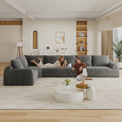 401cm Schwamm Kompressions sofas,Boneless Sofa,L-förmiger,Kompressions sofas for Wohnzimmer, Schlafzimmer, Wohnung, Keine Montage erforderlich,Dark Gray (1/5)
