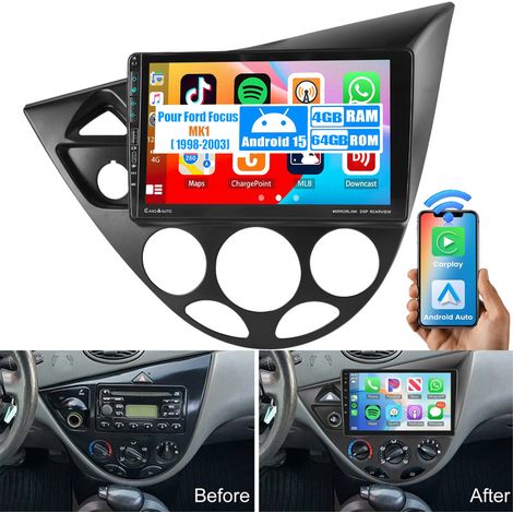 DAB+ (en option) pour Ford Focus MK1 1998-2003, autoradio Android 15 compatible Apple CarPlay avec ports USB et Type-C - 4+64G (1/5)