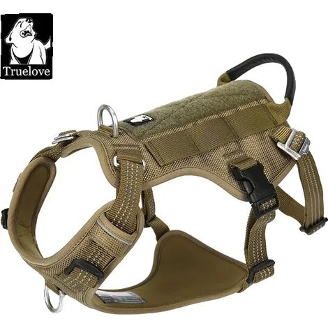 Harnais pour Chien, Ajustable, Design Réfléchissant, Vert armée, XL-poitrine 81-107CM (1/2)