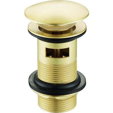 Signature Mushroom Click Clack Slotted Basin Waste - Brushed Brass (1/2)